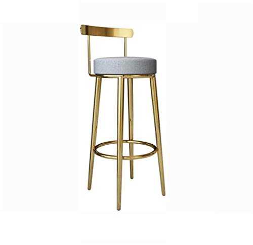 MOCHIYIA Barstools Bar Stool Pub Height Footrest Breakfast Kitchen Counter Home Cafe Backrest Gold Metal Bar Stools Textile Linen Round Upholstered,Max Load 200KG Strong And Durable