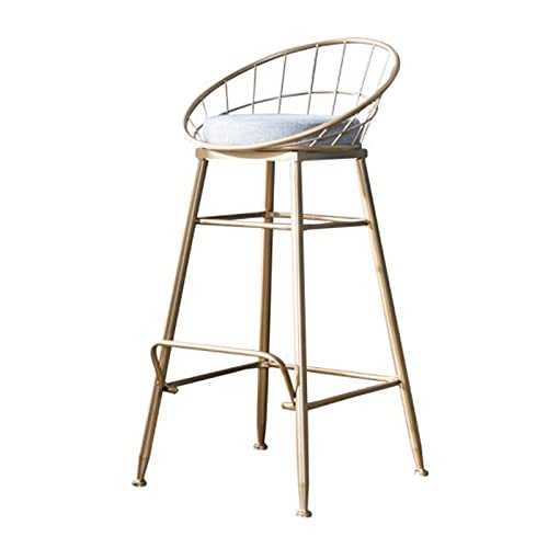 LYN-MEMORY Bar Stool Counter Height Bar Stools with Metal Rest Legs Bar Chairs for Kitchen, Cafe, Pub, 1 Piece, Gold (Size: 65 cm)