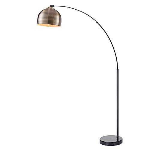 Teamson Home Standard Arc Curved Floor Lamp, Modern Lighting, Antique Brass