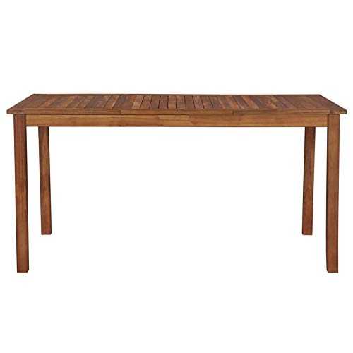BIGTO Outdoor Picnic Table Solid Acacia Wood Garden Bistro Dining Table (Brown, 150x90x74 cm)