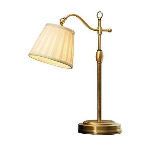GMLSD Table Lamps,Bedside Table Lamp Modern Table Lamp Brass Effect &Amp; Beige Silk Pleated Shade Adjustable Angle Desk Reading Table Lamp ，E27，Max 40W Desk Lamp