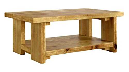 Solid Rustic Handmade Pine Colbury coffee table, finished in a Chunky Country Oak (Dark Oak, 100cm x 60cm x 40cm)