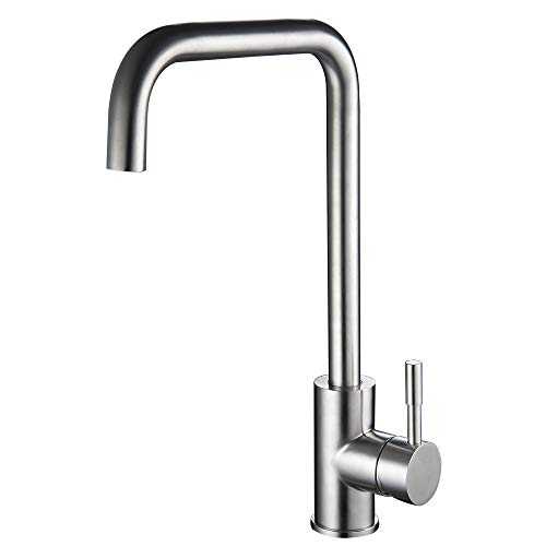 Heable Stainless Steel Kitchen Sink Tap, 360° Swivel Right Angle Bend Design Kitchen Mixer Taps, Single Lever Kitchen Faucet Brushed Nickel