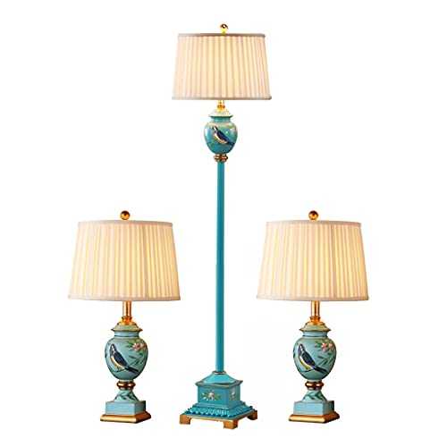 LIUHUI floor lamps for bedroom Traditional 3 Pack Lamp Set Contains 1pcs Floor Lamp And 2 Pcs Table Lamp Hand-painted Modern Lamp Set Of 3 For Bedroom Office floor lamps for living room modern
