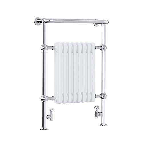 AQUAWORLD Traditional Victorian Style Bathroom Heated Towel Rail Column White Radiator Rad 952 x 686 MM