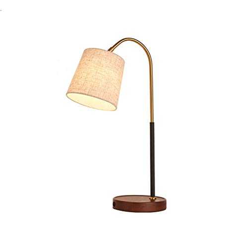 Modern Bedside Lamp USB Charging Table Lamp,Iron Art Bedroom Bedside Lamp,Fabric Lampshade,USB charging+Wireless Charging/Basic,Button Switch Table Lamp For Bedroom ( Color : Basic mahogany color )