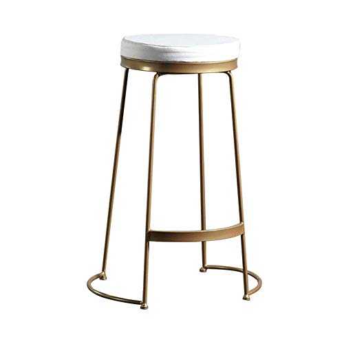 Bar Stool Iron Art Dining Chairs Backless Nordic Round Upholstered Seat For Counter Bedroom Pub，Gold (Color : Gold, Size : 34X75CM),Size:34X75CM,Colour:Gold (Color : Gold, Size : 34X75CM)