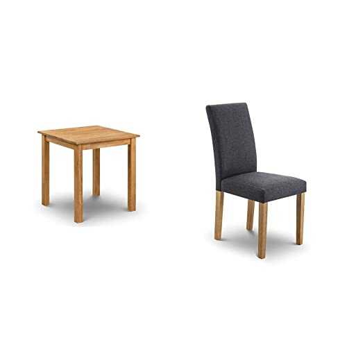 Julian Bowen Coxmoor Square Dining Table, Oak & Hastings Set of 2 Dining Chairs, Slate Linen