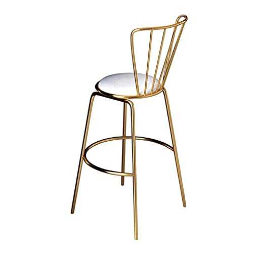LYN-MEMORY Barstools Metal Bar Stool with Footrest, Kitchen Backrest and Breakfast, Bar Stools, Gold Metal Legs, Seat Height 65 cm, 75 cm, 1 Piece (Size: 25.6 cm) cm)