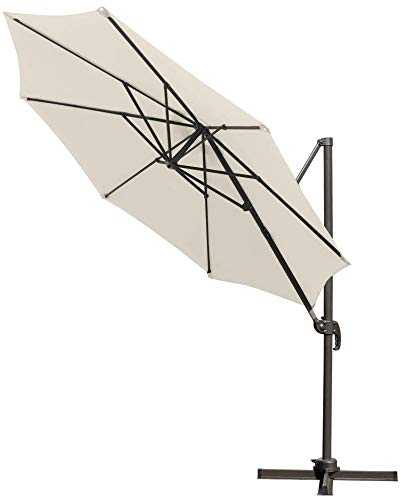 Greenbay Outdoor 3M Cream Roma Cantilever Parasol with Tilt & Rotation Function, Garden Patio Parasol Hanging Umbrella