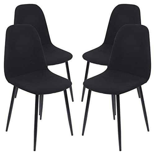SearchI Stretch Dining Chair Covers,Set of 4 Removable Washable Scandinavian Chair Slipcovers Shell Side Armless Chair Covers for Kitchen, Dining, Bedroom,Living Room Side Chairs,Black