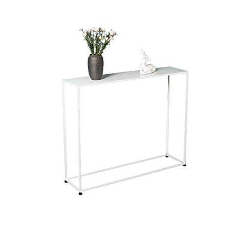 80cm/100cm Console Table, Black White Wrought Iron Side Table Entrance Hall Living Room Sofa Table Narrow Space Saving Furniture(Size:80 * 25 * 80CM,Color:white)