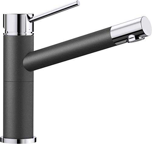 Blanco 515323 Alta Compact - Anthracite/Chrome Kitchen Sink tap with a moovable spout Compact-anthracite/chrome-515323, Anthrazit/Chrom, Hochdruck-Rohrauslauf