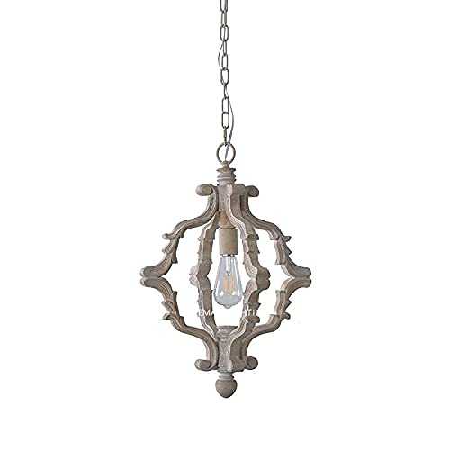 HCYY 1 Light Vintage Chandelier For Hallway Home,Rustic Industrial Solid Wood Pendant Lights,E27 Adjustable Shabby Chic Farmhouse Ceiling Lights For Living Room-old colors 38 * 48cm