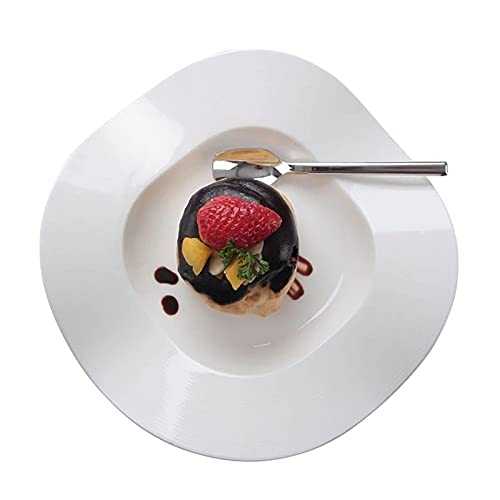 Dinner Plate Ceramic Serving Dish Dinner Plate Dessert Tableware Pasta Fruit Pasta Dip Holder (Color : White Size : 20.8cm) (White 26cm)