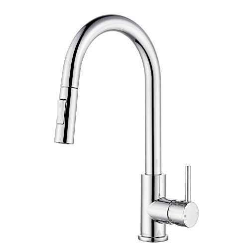 Tohlar Kitchen Sink Mixer Tap with Pull Out Sprayer Chrome, 2 Spray Modes Hot and Cold Mixer Tap for Kitchen Sink Single Handle Mixer Kitchen Faucet