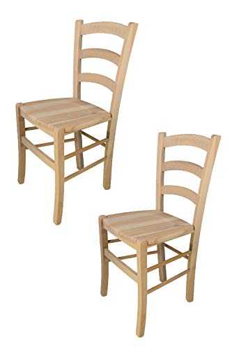 t m c s Tommychairs - Set of 2 Chairs Venezia Suitable for Kitchen, bar and Dining Room, Strong Structure in Polished Beechwood, not Treated, 100% Natural and Wooden seat