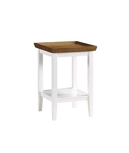 Convenience Concepts End Table, Solid Rubber Legs MDF Shelves Acacia Wood Veneer, Driftwood/White, 18 in x 26 in