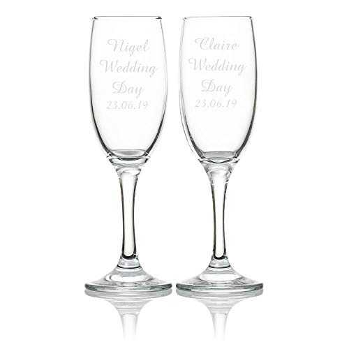 Personalised Double Wine/Champagne Flutes Set In Silk Lined Presentation Box - Enter Your Custom Engraving