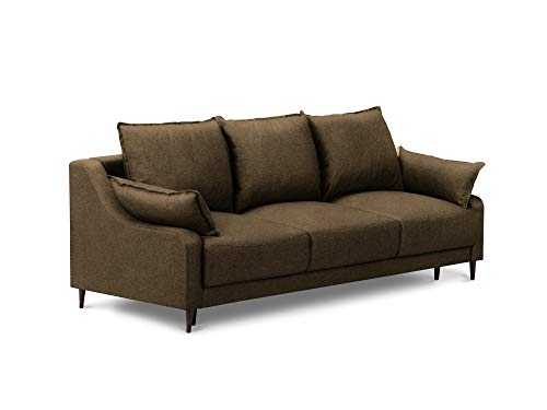 Mazzini Sofa Bed with Storage Chest, Ancolie, 3 Seaters, Brown, 215 x 94 x 90 cm