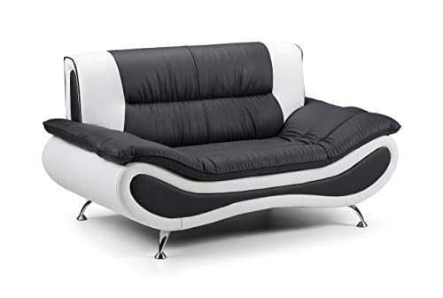 Honeypot - Sofa - Napoli - Faux Leather - 2 Seater - Black/White