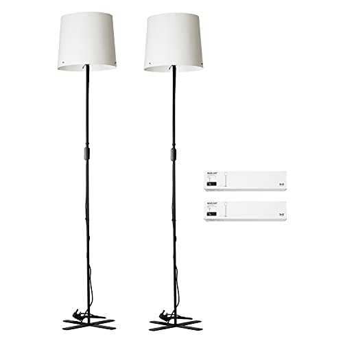 Ikea BARLAST Basic Minimalist Modern Floor Lamp with Shade, Black/White, 150 Centimetres, E27 - Set of 2