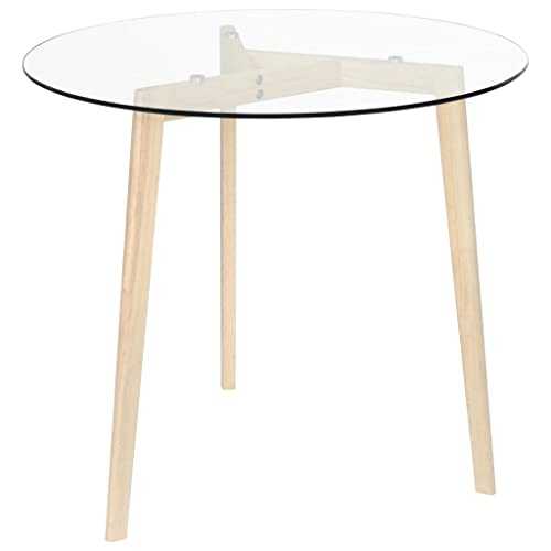 ZesenArt Home & Garden Tools-Dining Table Transparent 80 cm Tempered Glass