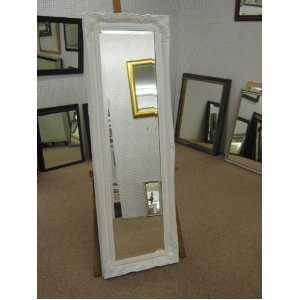 ORNATE WHITE SWEPT SHABBY CHIC STYLE LONG & FULL LENGTH DRESSING MIRROR - VARIOUS (Plain Mirror Glass, 18" x 54")