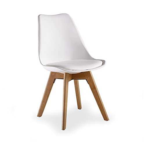 Life Interiors Plastic Shell Tulip Lorenzo Retro Dining Chair, White