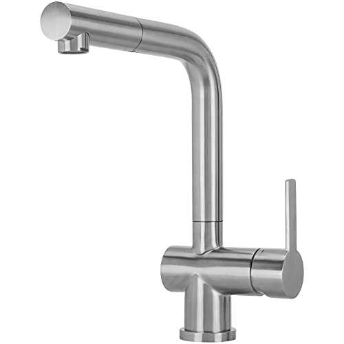 Mizzo Black Kitchen Tap - Kitchen Mixer Taps with Modern Look & Style - Stainless Steel Kitchen Taps - 360° Swiveable Kitchen Taps with Pull Out Spray - Convenient & Durable Faucets