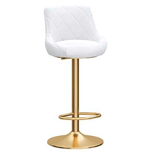 Adjustable Bar Stools, Bar Chairs Counter Barstool with Backrest and Footrest, Breakfast Dining Stools for Kitchen Island, Counter Bar Stools, White Velvet Seat+ Gold Metal Legs