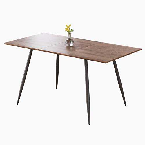 Large Extendable Dining Table, Wood Rectangle 4-6 Seat Kitchen Table for Dining, Party (120-160 CM)