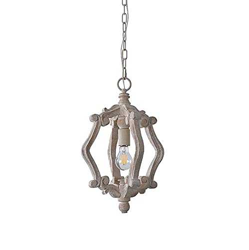 1 Light Wooden Pendant Light French Country Chandeliers Farmhouse Shabby Chic Ceiling Light For Living Room Dining Room Home Hallway Bedroom-Vintage to make old colors 29x40cm