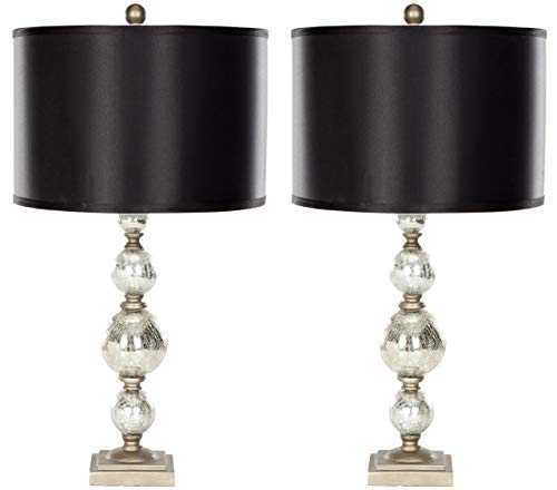 Safavieh UKL4060A-SET2 Hartford Table Lamp, Glass, Silver, 13 W, Set of 2