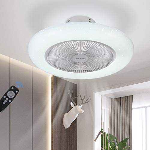 Modern LED Ceiling Light with Fan, Adjustable Wind Speed, Dimmable Remote Control, 80W Modern LED Ceiling Light, Restaurant Bedroom Living Room, 3500-6500K, Ø 55 cm