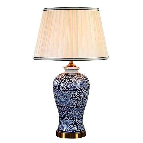 LJPXMAT Led Desk Lamp, LED Cream Ceramic and Antique Brass Traditional/Classic Table Lamp and Shade,Table Light Night Lights,Low Power Consumption, Bedside & Table Lamps Living Room, or Office
