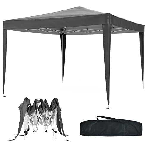 CAMORSA Pop Up Gazebo 2x2m, Garden Marquee Canopy with Powder Coated and Aluminum Alloy Frame, Outdoor Heavy Duty Gazebo with Carrying Bag, Folding Anti-UV Marquee Tent for Garden Party Wedding, Grey