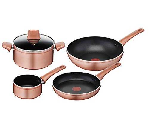 Lagostina Copper/Pan Set, External Copper Effect, Non-Stick Aluminium, 5 Pieces, Black