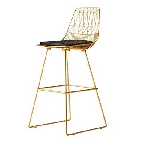 Bar Stool Metal Height Footrest Barstools Chair Footstool Dressing Stool with Backrest Dining Chair Kitchen| Bar | PU Cushion Gold Metal Legs | Seat Height:75cm,Maximum Load 150kg