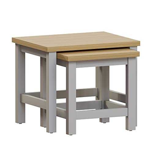 Amazon Brand - Movian, Arlington Nest of Tables, Engineered Wood End Table, Square, Grey & Oak, H 40 x W 36 x D 39 Cm