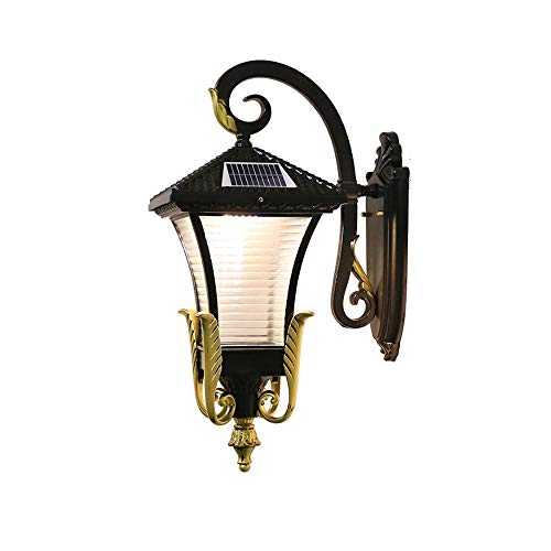ZCCLCH Solar LED Outdoor Wall Mount Sconce Striped Glass Three-color Dimming Waterproof Exterior Wall Lantern Intelligent Remote Control Villa Courtyard Porch Lights Wall Mount With Wall Lamp E27