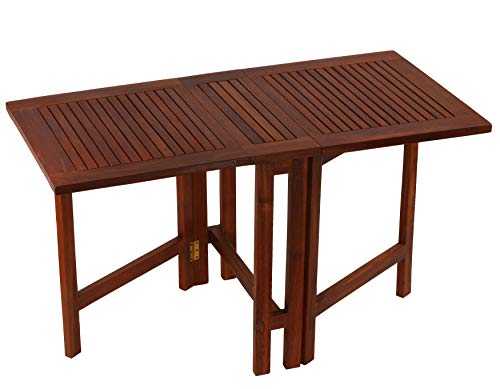 Bare Decor Double Leaf Butterfly Folding Dining Table, Teak, Brown, 51.25" Wide