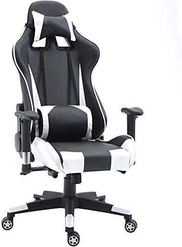 Coffee Table LQ Ergonomic Gaming Chair/E-Sports Chair/Recliner/Swivel Armchair- Racing Style 180° Reclining High Back Office Chair, Multi-Color Optional,Yellow-Black (Size : White-black)