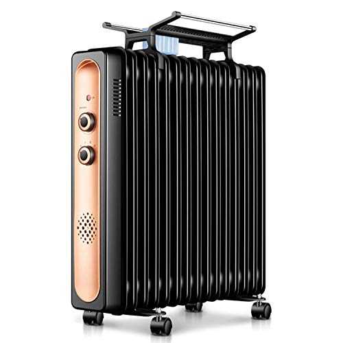 JIEZ Space Heater in Steel Cover， Portable Oil Heater with Thermostat， 24Hr Auto On/Off Timer， Remote， Oil Filled Radiator Full Room Heater with Tip Over & Overheat Protection for Indoor Use，2000