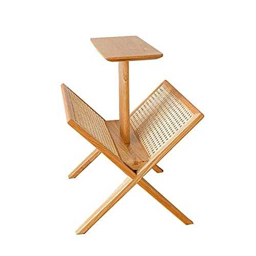 LIANG Living Room Floor Magazine Rack End Table, Side Table Bookshelf With Storage,Wooden Look Furniture Corner Table, Newspaper Rack 15.7x13.6x20.4 Inch (Color : Rattan)