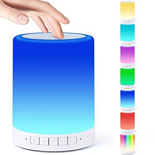 Bluetooth Speaker Lamp, Touch Sensor Night Light Bedside Table Lamp,Dimmable Warm Light & 7 Color Changing Portable Outdoor Camping Lantern,Support USB Flash Drive/Micro SD/AUX-in,Gifts for Women Kids