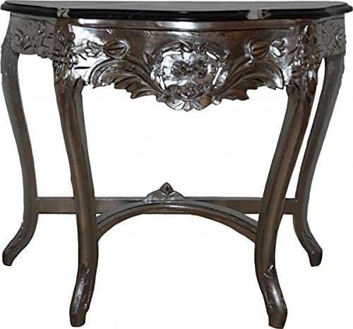 Casa Padrino baroque console table with marble top silver/black - baroque furniture