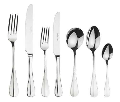 Arthur Price Baguette 44 Piece 6 Person Cutlery Set, Stainless Steel, 51 x 31.5 x 6.5 cm