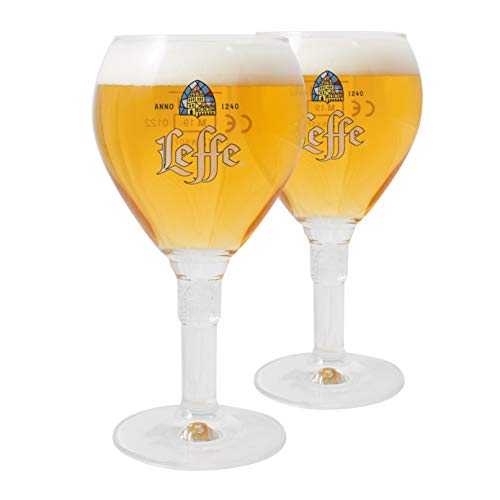 Leffe Glasses 33CL (Set of 2) "Large Stem" + 2 Leffe Beer Mats