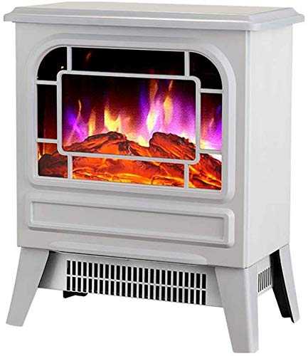 Electric stove with wood burner flame effect - 2000W black and white - Freestanding fireplace with wood burning LED light decorate